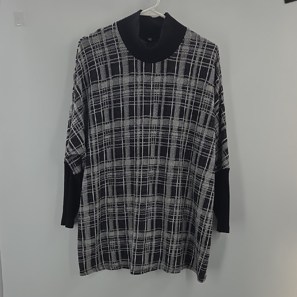Lane Bryant Black and White Plaid Blouse